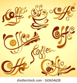 vector illustration of coffee Typograph