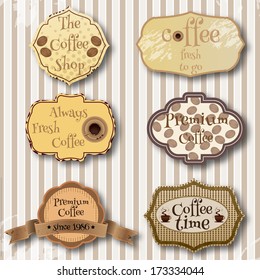 Vector illustration of coffee vintage labels. 