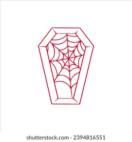 vector illustration of a coffin with cobwebs