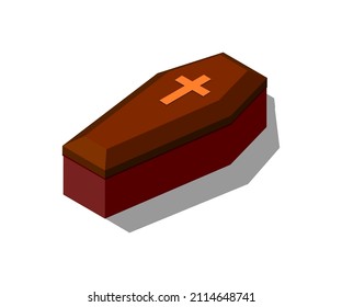 Vector illustration of a coffin with a cross on a white background.