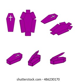 A vector illustration of coffin. Death coffin with holy cross symbol.