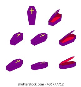 A vector illustration of coffin. Death coffin with holy cross symbol.
