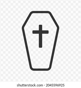 Vector illustration of coffin icon in dark color and transparent background(png).