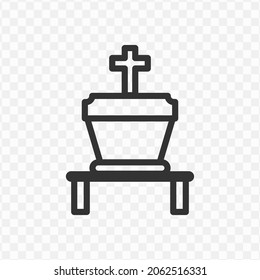 Vector illustration of coffin icon in dark color and transparent background(png).