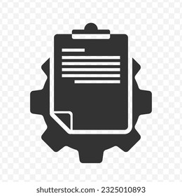 Vector illustration of cog document icon in dark color and transparent background(PNG).