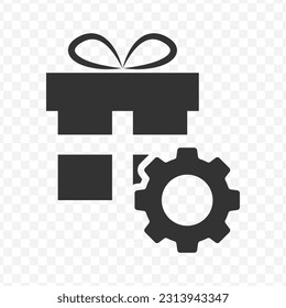 Vector illustration of cog gift icon in dark color and transparent background(png).