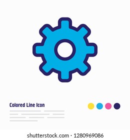 Vector illustration of cog icon colored line. Beautiful app element also can be used as gear icon element.