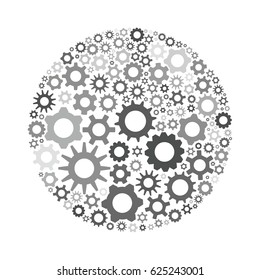 vector illustration of cogs and gears grey monochromatic circle shape for technology concepts and settings panel 