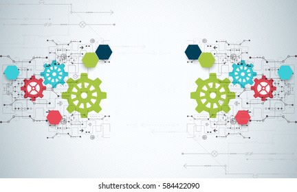Vector illustration. Cogwheel hi-tech digital technology and engineering background.