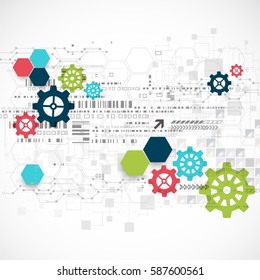 Vector illustration. Cogwheel hi-tech digital technology and engineering background.