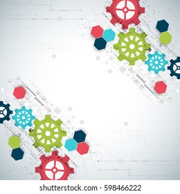 Vector illustration. Cogwheel hi-tech digital technology and engineering background.