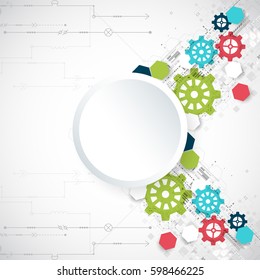 Vector illustration. Cogwheel hi-tech digital technology and engineering background.