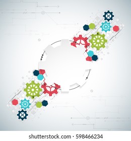 Vector illustration. Cogwheel hi-tech digital technology and engineering background.
