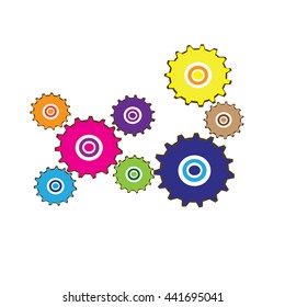 Vector illustration of cogwheel icon. Concept of union, team, leadership, community.