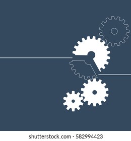 Vector illustration of cogwheel on the blue background. Illustration of gears. Infographic vector template