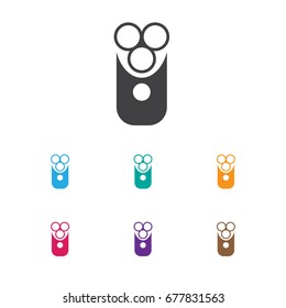 Vector Illustration Of Coiffeur Symbol On Electric Shaver Icon. Premium Quality Isolated Cutter Apparatus  Element In Trendy Flat Style.
