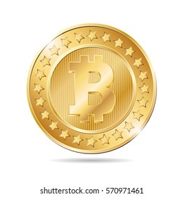 vector illustration of a coin with bitcoin sign. EPS