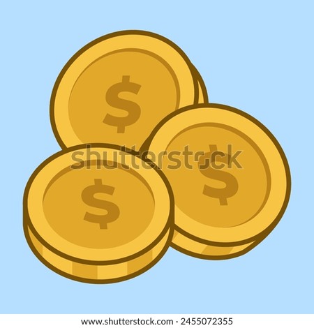 Vector illustration Coin. Vector design Finance Coin. Money Coin Finance Cartoon design illustration and icon for website, digital and print