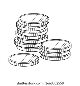 Vector illustration of a coin. Metal money isolated on a white background. 