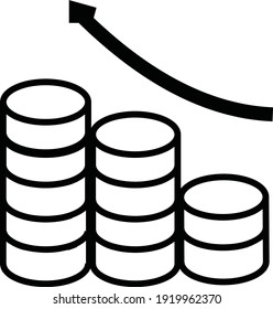 Vector illustration of coin pixel perfect investment increase icon
