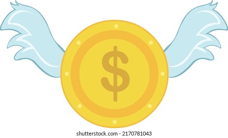 Vector illustration of a coin with wings