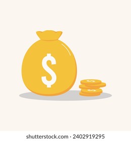 ilustración vectorial de monedas y dólares