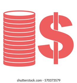 Vector Illustration of Coins Icon in Pink
