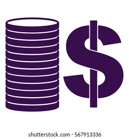 Vector Illustration of Coins Icon in Violet
