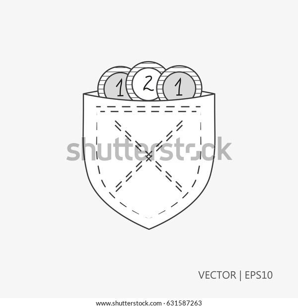 Vector Illustration Coins Pocket Little Jeans Stock Vector Royalty Free