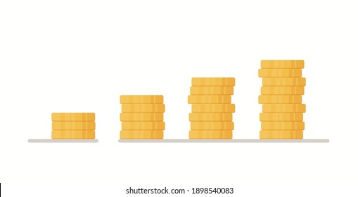 Vector illustration of coins. Saving up for a dream. Payment in pennies. 