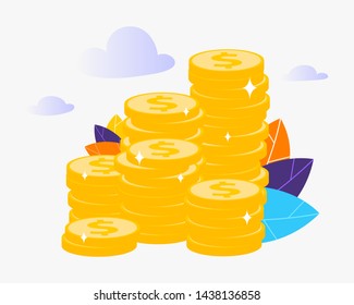 Vector illustration. Coins. stack of Money dollars. EPS -10.