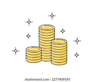 Ilustración vectorial de las monedas apiladas.