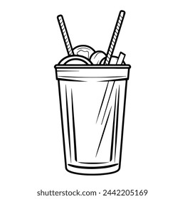 Vector illustration of a cola drink outline icon, ideal for refreshment projects.