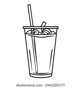 Ilustración vectorial de un icono de contorno de bebida de cola, ideal para proyectos de refresco.