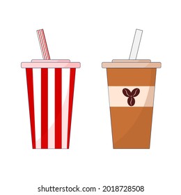 Vector illustration of a cola paper cup and a coffee paper cup