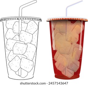 Vector illustration of a cold beverage with ice