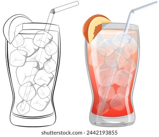 Vector illustration of a cold citrus beverage