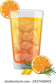 Vector illustration of a cold citrus drink with ice