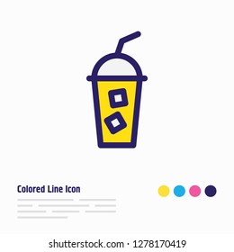Vector illustration of cold coffee icon colored line. Beautiful java element also can be used as cocktail icon element.