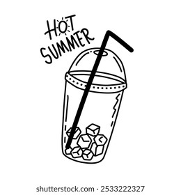 vector illustration of cold drink in clear plastic container suitable for summer drink theme 