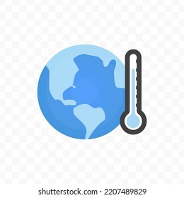 Vector illustration of cold earth icon sign and symbol. colored icons for website design .Simple design on transparent background (PNG).