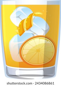 Ilustración vectorial de una bebida fría helada de limón.