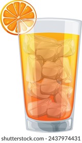 Vector illustration of a cold orange beverage with ice