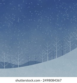 Vector illustration of a cold snowy scene of winter mountains
