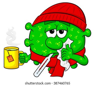 vector illustration of a cold virus is sick