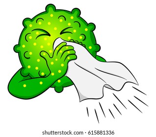 vector illustration of a cold virus is sick