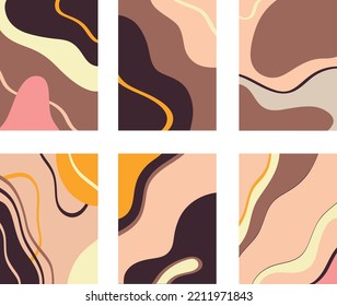 Vektorgrafik von Collagen von kreativen Gemälden mit bunten abstrakten Schwirren und Linien auf weißem Hintergrund
