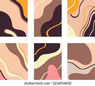 Ilustración vectorial del collage de pinturas creativas con coloridos movimientos abstractos y líneas contra fondo blanco