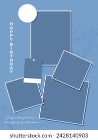 Vector illustration Collage editable post banner template Set of empty photo frames compositions