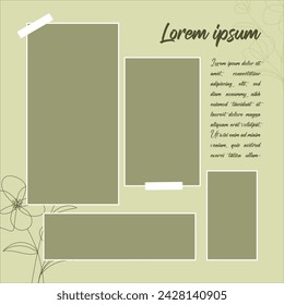 Vector illustration Collage editable post banner template Set of empty photo frames compositions